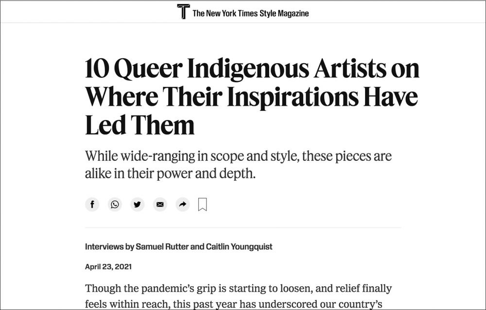 Nytimes Article Banner 10 Queer Indigenouse Artists